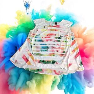 Worthington Womens 2X Sleeveless Blouse Colorful Lined Tunic Tank Top